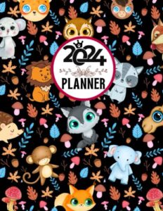 forest animals planner 2024: weekly and monthly for a more organised | from january to december 12 months