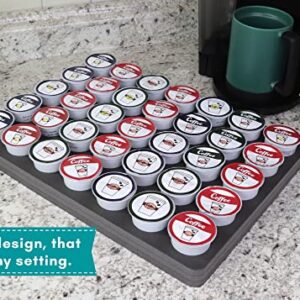 Polar Whale Coffee Pod Storage Organizer Tray Drawer Insert for Kitchen Home Office Waterproof 10.9 x 14.9 Inches 35 Slots Compatible with Keurig K-Cup Durable Dark Gray Foam Made In The USA