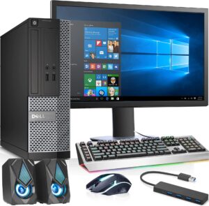 dell optiplex computer desktop pc, intel core i5 3rd gen 3.2 ghz processor, 16gb ram, 2tb hdd, new 22 inch led monitor, rgb keyboard and mouse, wifi, windows 10 pro (renewed)