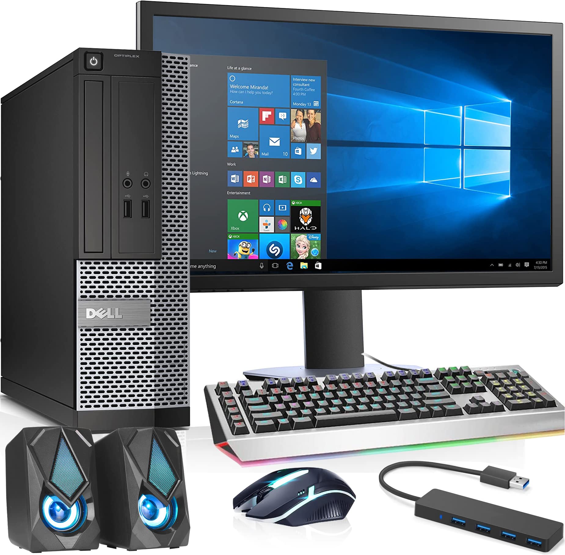 Dell OptiPlex Computer Desktop PC, Intel Core i5 3rd Gen 3.2 GHz Processor, 16GB RAM, 2TB HDD, New 22 Inch LED Monitor, RGB Keyboard and Mouse, WiFi, Windows 10 Pro (Renewed)