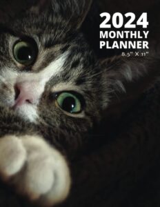 2024 cat themed monthly planner book: daily weekly organizer notebook
