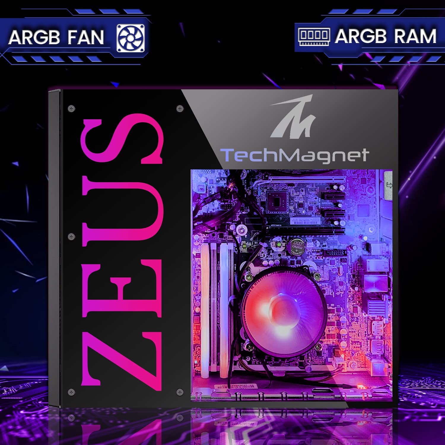 TechMagnet Gaming Desktop PC, Intel i5 6th Gen, Zeus Pro 6, GT 1030, 32GB RAM ARGB, 1TB SSD + 2TB HDD, 24 Inch Monitor, RGB Front Panel 385 Patterns, RGB Kit, Win 10 Pro (Renewed)