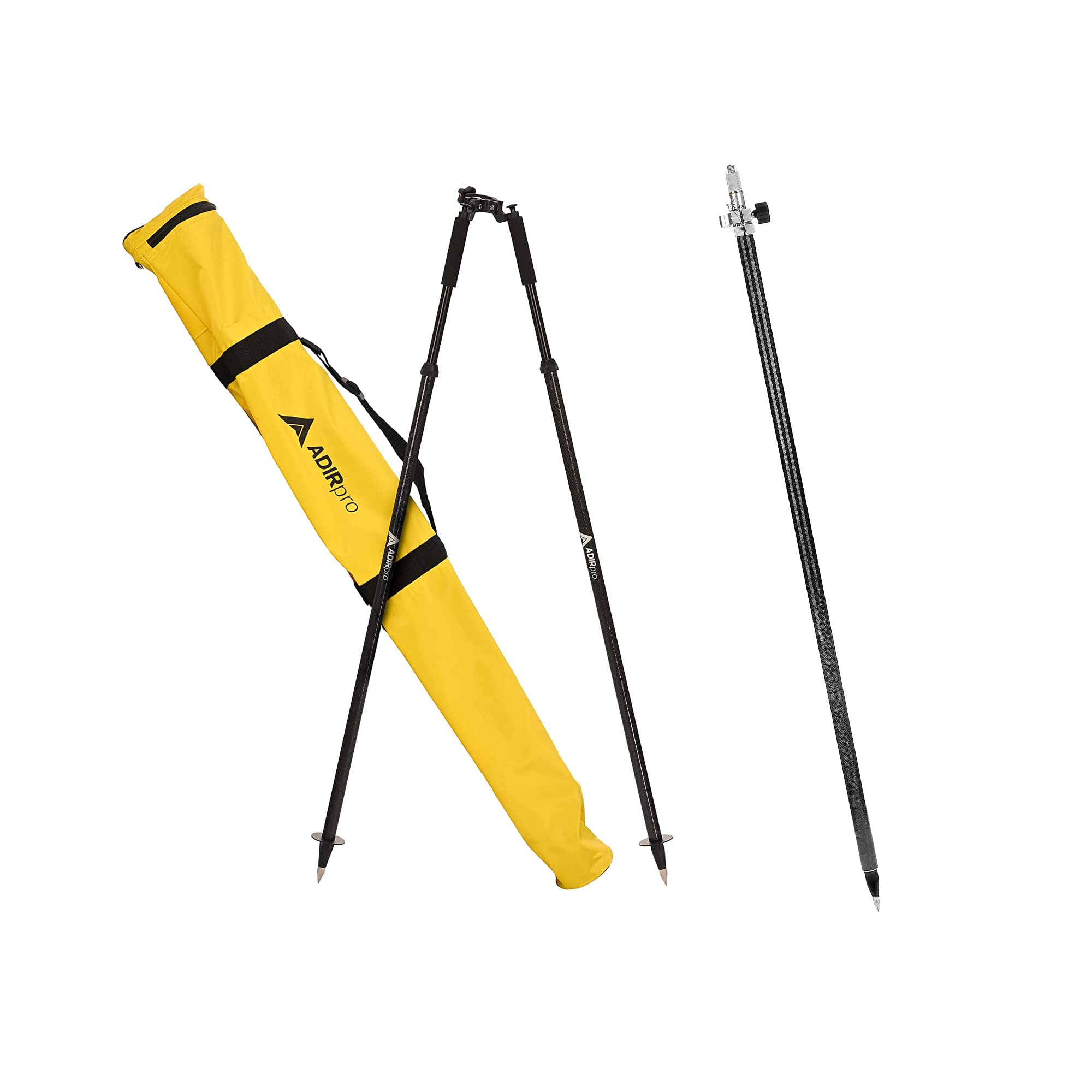 AdirPro 8.5-Foot Carbon Fiber Prism Pole with Adjustable Tip, & AdirPro Prism Pole Bipod Bundle