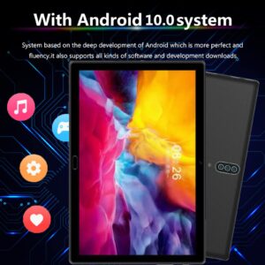 10.1 InHd Android Tablet WiFi Bluetooth Call Gaming Tablet Electronics for Men Digital Notepad College Supplies Boyfriend Girlfriend Gifts Car Travel Accessories for Long Trips Cool Stuff (Black)