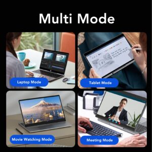 2 in 1 Laptop, 15.6 Inch HD 1080 Touchscreen Support Stylus, 12GB DDR5 RAM, RGB Keyboard, Dual Band WiFi, N95 Series Quad Core, Folding Tablet Laptop for Office Study (12GB+1TB US Plug)