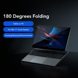 2 in 1 Laptop, 15.6 Inch HD 1080 Touchscreen Support Stylus, 12GB DDR5 RAM, RGB Keyboard, Dual Band WiFi, N95 Series Quad Core, Folding Tablet Laptop for Office Study (12GB+1TB US Plug)