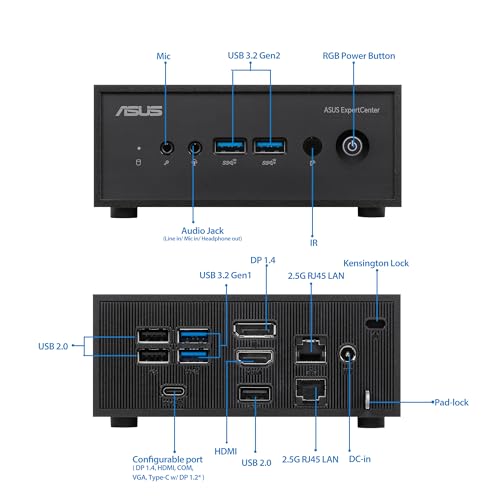 ASUS ExpertCenter PN42 Fanless Mini PC System with Quad Core N100, 4GB RAM, M.2 128G SSD, WiFI 6E, Triple 4K support, single LAN, dTPM, Windows 11 Pro