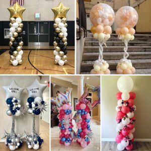 RUBFAC Balloon Column Stand Kit, Set of 2, 6.6ft Height Adjustable Balloon Column Kit, Metal Telescopic Pillar Balloon Stand, Birthday Party, Graduation, Wedding Christmas Decorations