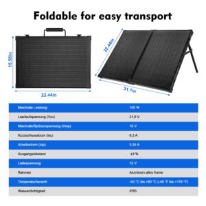 100W Portable Solar Panel for Jackery/BLUETTI/ECOFLOW Power Station,18V Solar Panels,IP65 Waterproof Solar Panel kit Foldable Solar Charger with MC4 Output