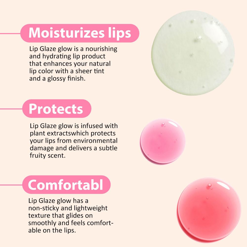 evpct 2Pcs Fruit Hydrating Glaze Lip Glow Oil Gloss Set Natural Pink Moisturizing Plumping Plumper Shiny Shimmer Vegan Tinted Butter Lip Lio Tint Gloss Oil Stain Korean Lip Oul Pil Lipoil Ool Oli Okl