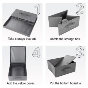 Augfox 2Pcs Fabric Storage Bins with LId - Collapsible Storage Bins with Lids, Sturdy Closet Storage Bins, Multipurpose Lidded Storage Bins for Room Storage (Grey, 14.2" L x 12.6" W x 6.3" H)