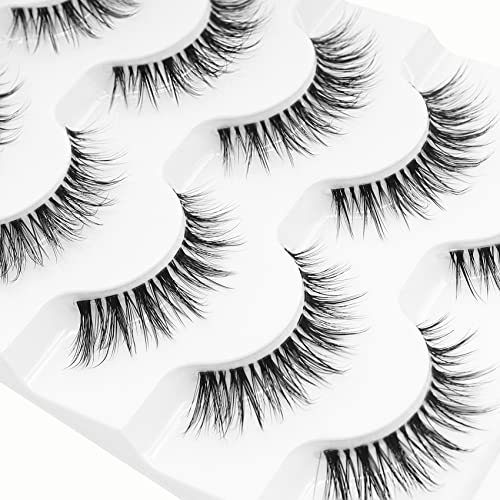 Veleasha Lashes 5D Faux Mink Lashes 100% Handmade Luxurious Fake Eyelashes Lightweight Fluffy False Eyelashes 5 Pairs Pack (G2)