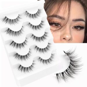 Veleasha Lashes 5D Faux Mink Lashes 100% Handmade Luxurious Fake Eyelashes Lightweight Fluffy False Eyelashes 5 Pairs Pack (G2)