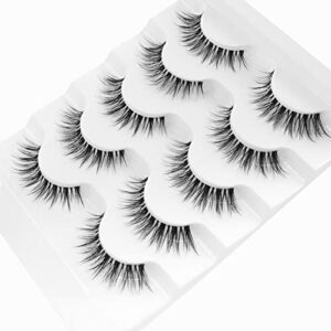 Veleasha Lashes 5D Faux Mink Lashes 100% Handmade Luxurious Fake Eyelashes Lightweight Fluffy False Eyelashes 5 Pairs Pack (G2)