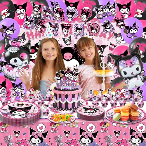 Birthday Party Supplies, 102 Pcs Party Decorations Includes Backdrop, Cake Topper, Happy Birthday Banner, Balloons, 7IN Plates, 9IN Plates, Honeycomb Ornaments for Girls