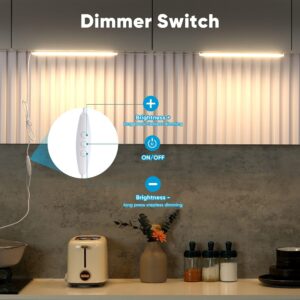 Litever Plug-in Under Cabinet Lighting Kit with Adapter, Dimmer, 2 pcs 12 Inch USB LED Light Strips. Dimmable Linkable for Kitchen Counter, Workbench, Over Sink, Closet, Pantry. Cool White 4000K