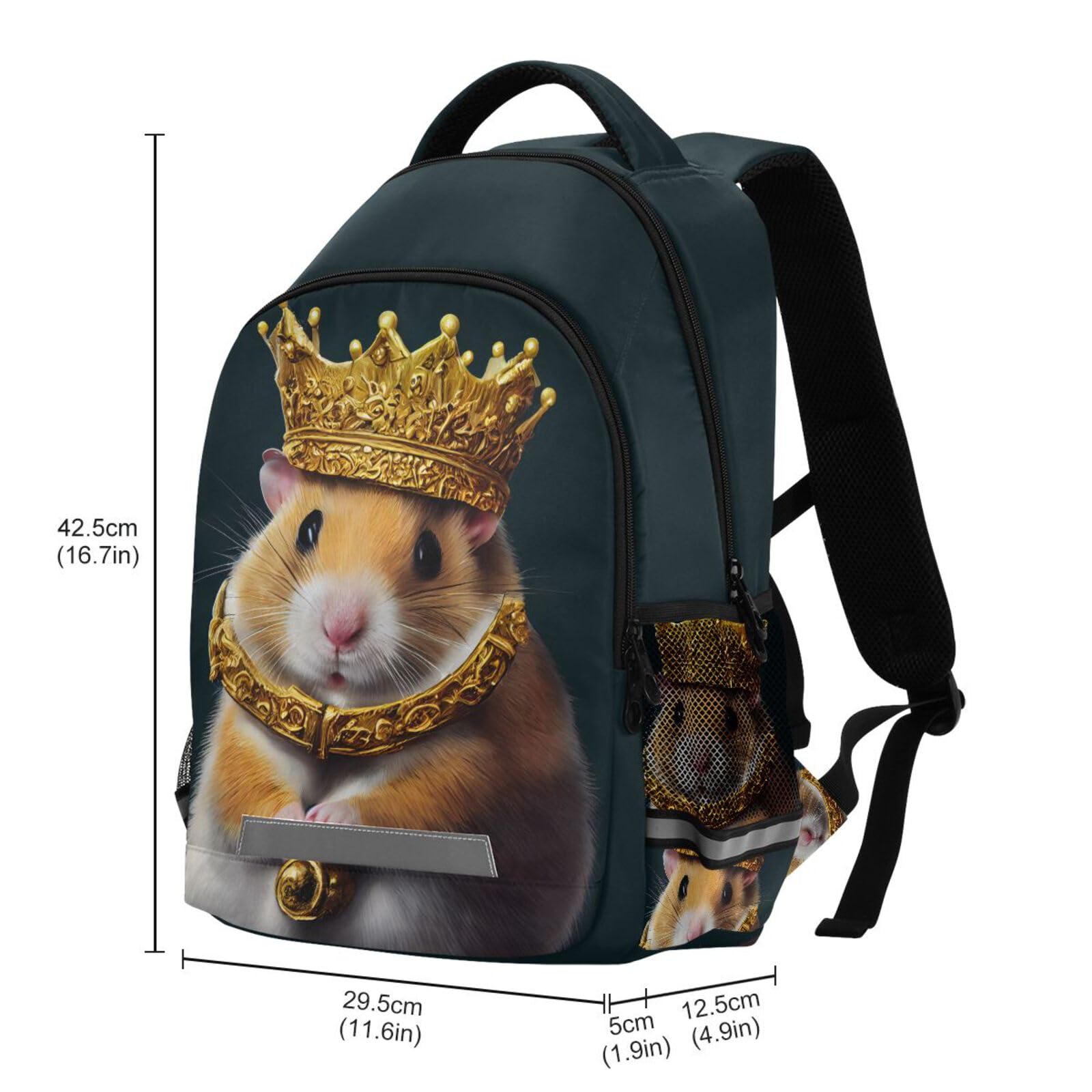 NFMILI Hamster King Kids Backpack Lightweight Middle School Elementary Bookbags for Boys Girls School Bag with Chest Strap 11.6 X 6.9 X 16.7 IN