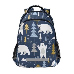 nfmili cartoon polar bear kids backpack lightweight middle school elementary bookbags for boys girls school bag with chest strap 11.6 x 6.9 x 16.7 in