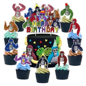gorilla game party decoration, gorilla game cake toppers, vr game theme party cupcake toppers decoration, gorilla birthday cake decorations,gorilla party supplies