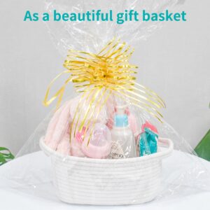 ABenkle Small Storage Basket, Mini Baby Basket, Cute Tiny Cotton Rope Woven Easter Basket,Shelf Basket, Boho Decorative Toy Dog Cat Basket for Nursery, Kids Room, Spa, Empty Gift Basket - XS, White