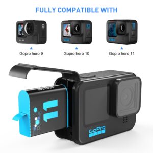 Battery for Gopro Hero 11 12 (3-Pack) and 3-Channel USB Charger Fully Compatible with Gopro Hero 12 Gopro Hero 11 Gopro Hero 10 Gopro Hero 9
