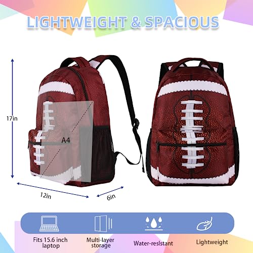 Football Backpack for Boys, 17-inch Laptop Travel Laptop Daypack Football School Bag with Multiple Pockets for Girls