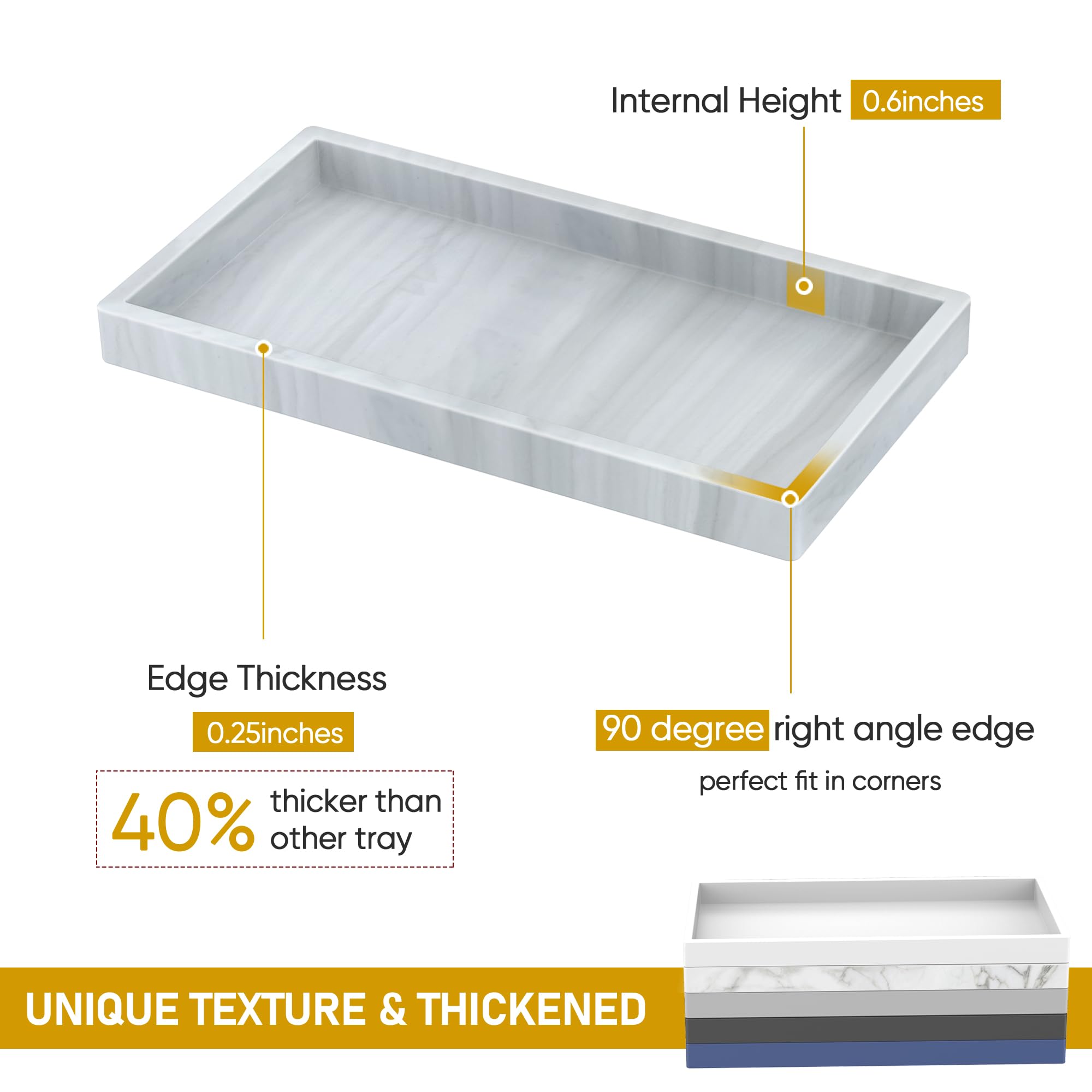 Bathroom Counter Tray,EG-SIPRO High-Grade Thickened Silicone Bathroom Vanity Tray,Shatterproof Durable Rectangle Bathroom Tray Soap Dispenser Tray for Bathroom Countertop