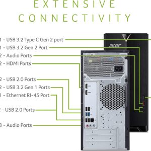 acer Aspire Mini Tower Desktop 2022 | 10th Intel i3-10100 4-Core CPU- UHD Graphics | 16GB DDR4 | 512GB NVMe SSD + 1TB HDD | DVD Writer | WiFi 6 RJ45 HDMI Windows 11 Pro | TLG 32GB USB Drive