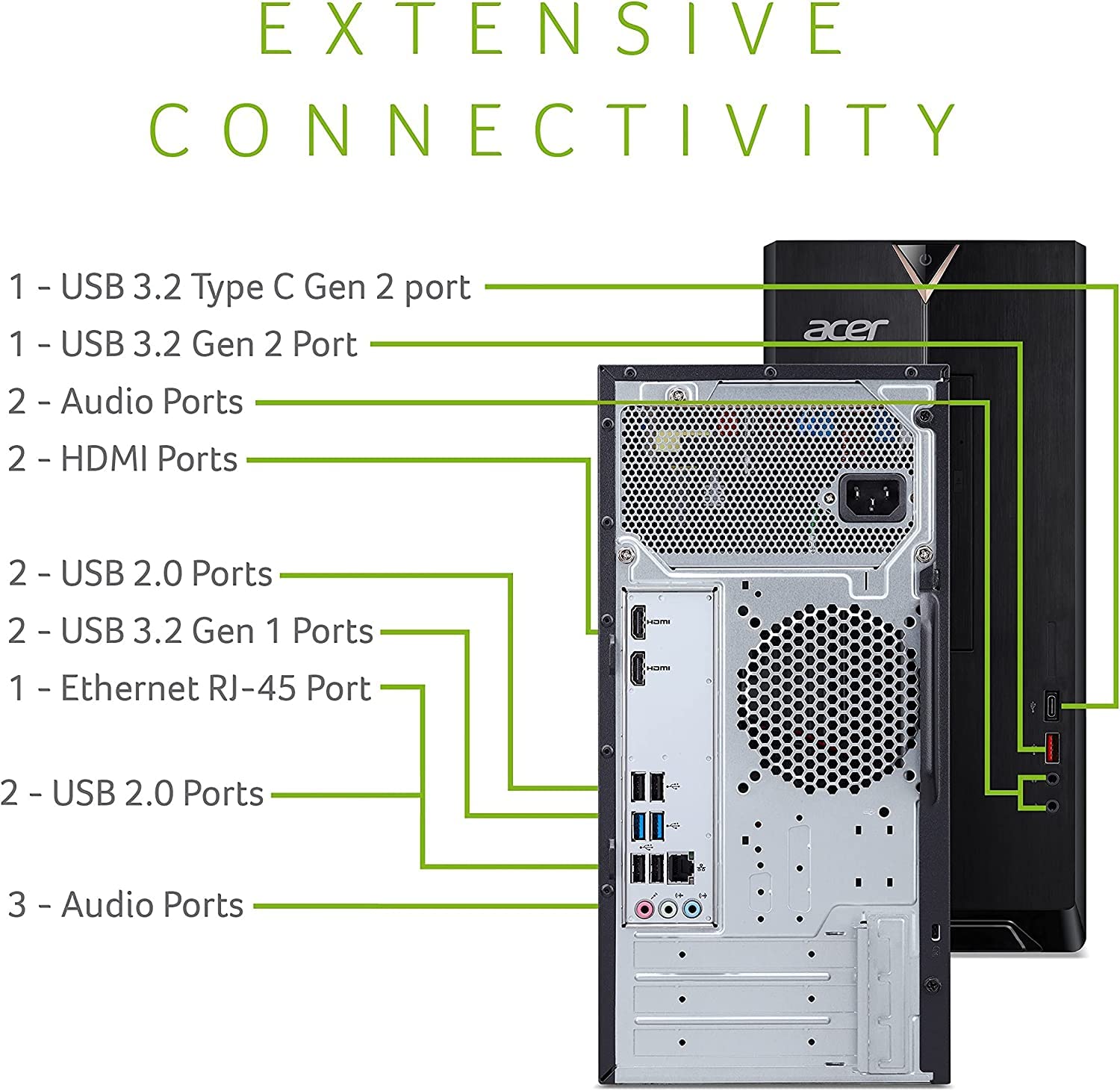 acer Aspire Mini Tower Desktop 2022 | 10th Intel i3-10100 4-Core CPU- UHD Graphics | 16GB DDR4 | 512GB NVMe SSD + 1TB HDD | DVD Writer | WiFi 6 RJ45 HDMI Windows 11 Pro | TLG 32GB USB Drive