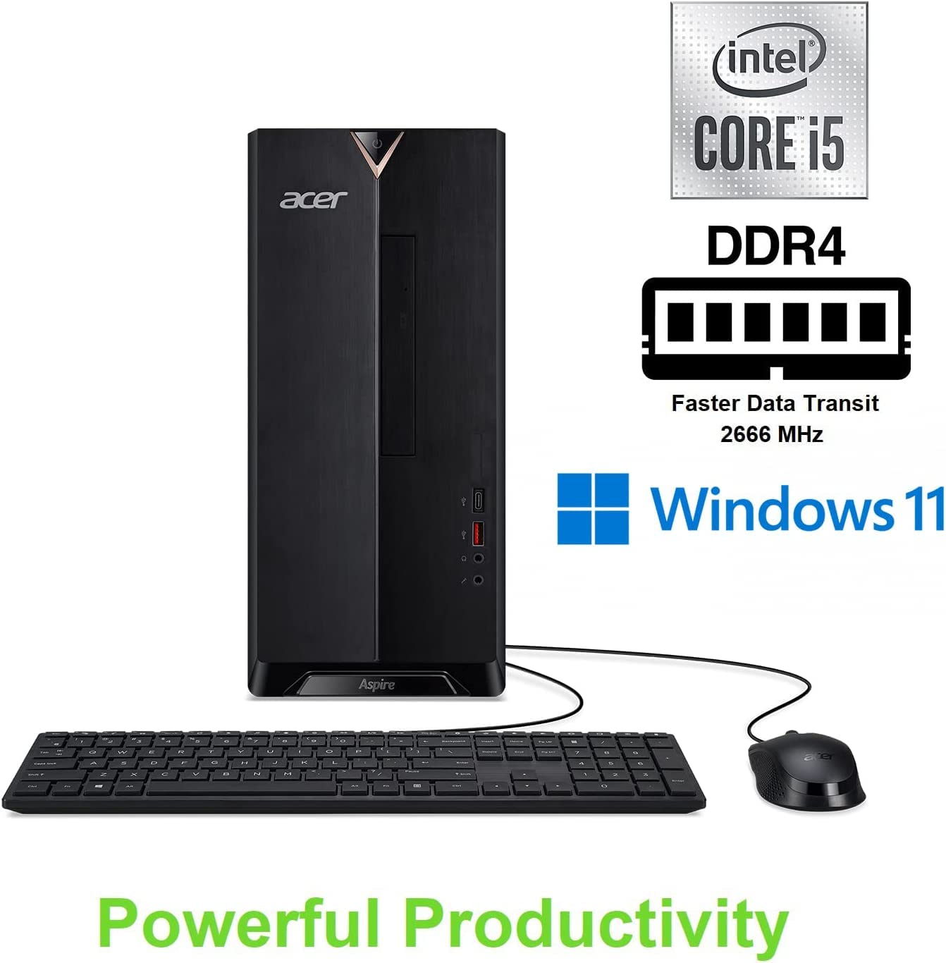 acer Aspire Mini Tower Desktop 2022 | 10th Intel i3-10100 4-Core CPU- UHD Graphics | 16GB DDR4 | 512GB NVMe SSD + 1TB HDD | DVD Writer | WiFi 6 RJ45 HDMI Windows 11 Pro | TLG 32GB USB Drive