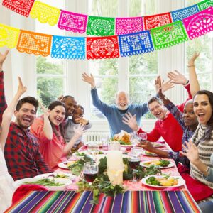 KUCHERI 5 Packs 85Ft Mexican Party Banners, Mexican Themed Party Decorations, Plastic Papel Picado Banner, For Fiesta Party Decorations, Cino de Mayo, Day of The Dead, 85 Feet Long Total