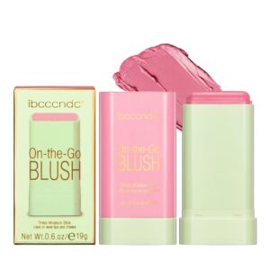 Blush Stick 2-in-1 Cheek and Lip Tint Soft Cream On-the-Go Blush Stick Blendable for Cheek Makeup，Blush Stick for Cheeks and Lips (Shy Pink)