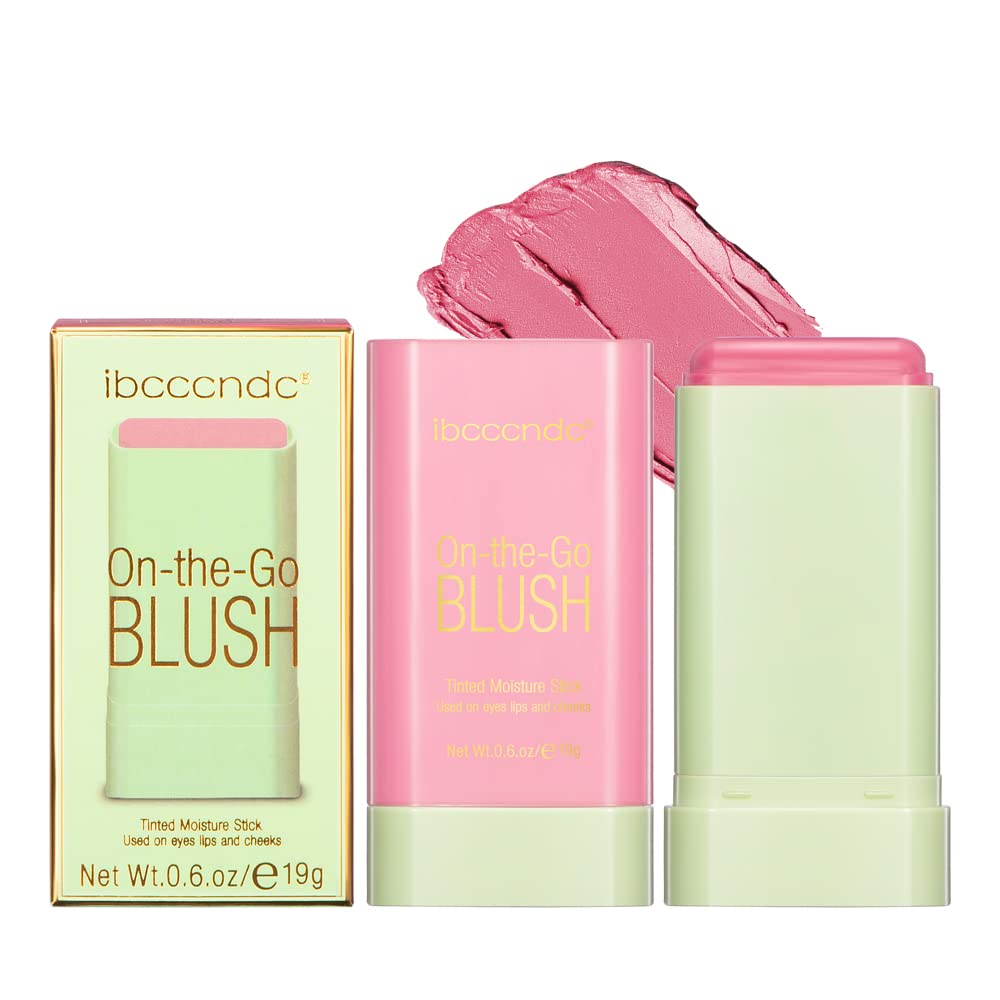 Blush Stick 2-in-1 Cheek and Lip Tint Soft Cream On-the-Go Blush Stick Blendable for Cheek Makeup，Blush Stick for Cheeks and Lips (Shy Pink)