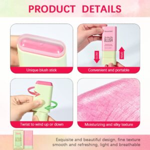 Blush Stick 2-in-1 Cheek and Lip Tint Soft Cream On-the-Go Blush Stick Blendable for Cheek Makeup，Blush Stick for Cheeks and Lips (Shy Pink)