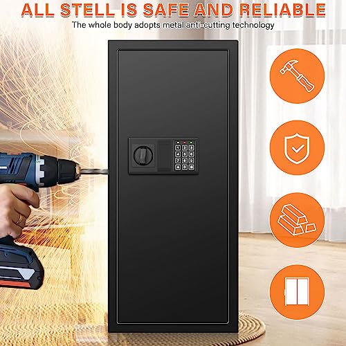 33.46" Tall Fireproof Wall Safes Between the Studs 16" Centers, Electronic Hidden Safe with Removable Shelf, Home Safe for Firearms, Money, Jewelry, Passport