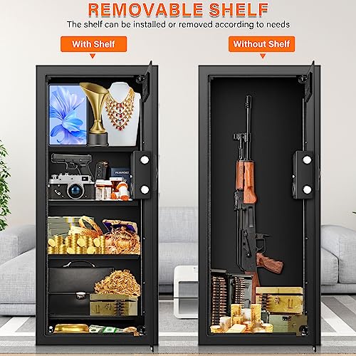 33.46" Tall Fireproof Wall Safes Between the Studs 16" Centers, Electronic Hidden Safe with Removable Shelf, Home Safe for Firearms, Money, Jewelry, Passport