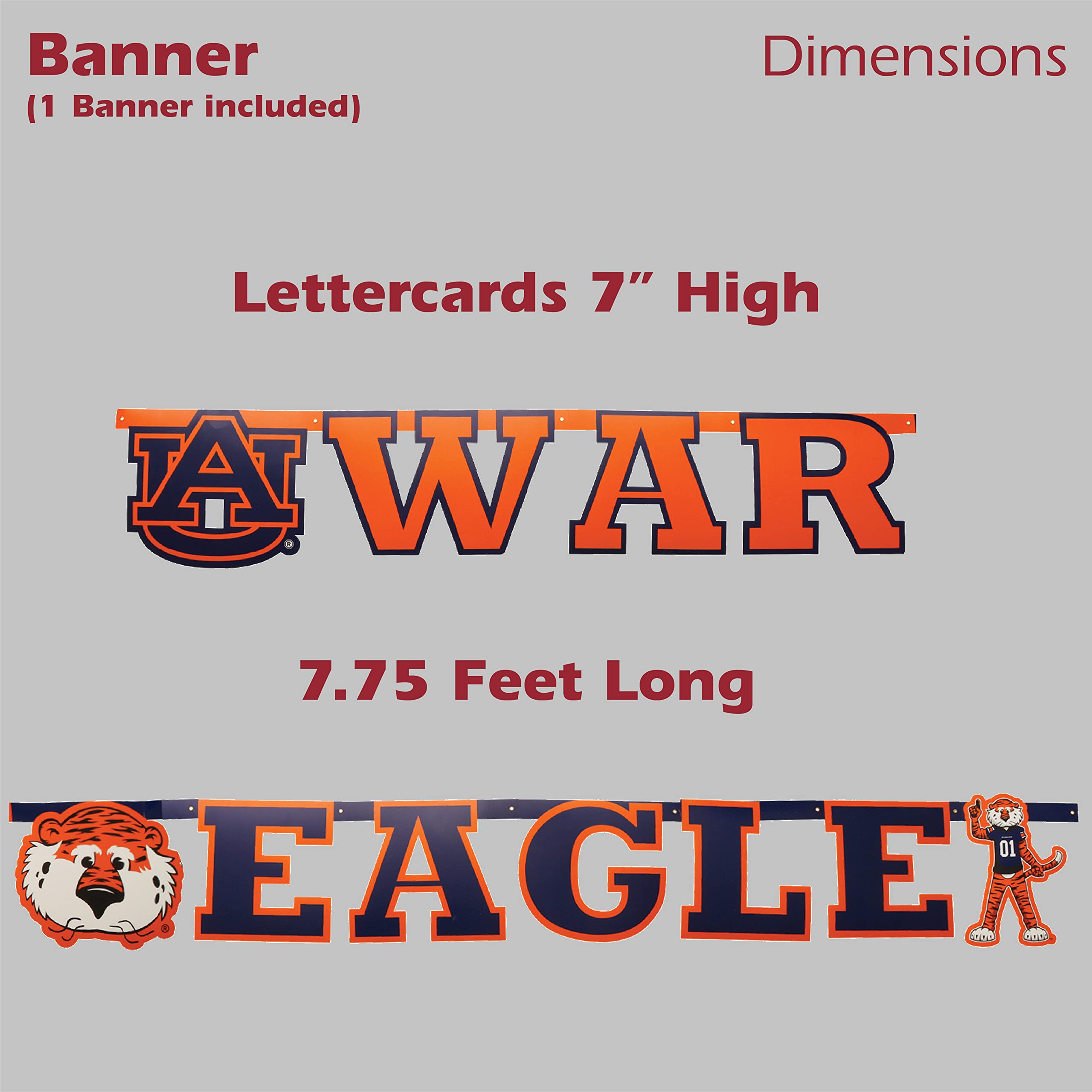 Auburn University War Eagle Banner! 7 ¾ Foot Long Banner. Proudly Displaying the Official Auburn Logo & Aubie! For Tailgates, Graduation, Birthdays, Football Parties, Dorm or Home Decor! by Havercamp