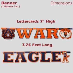 Auburn University War Eagle Banner! 7 ¾ Foot Long Banner. Proudly Displaying the Official Auburn Logo & Aubie! For Tailgates, Graduation, Birthdays, Football Parties, Dorm or Home Decor! by Havercamp