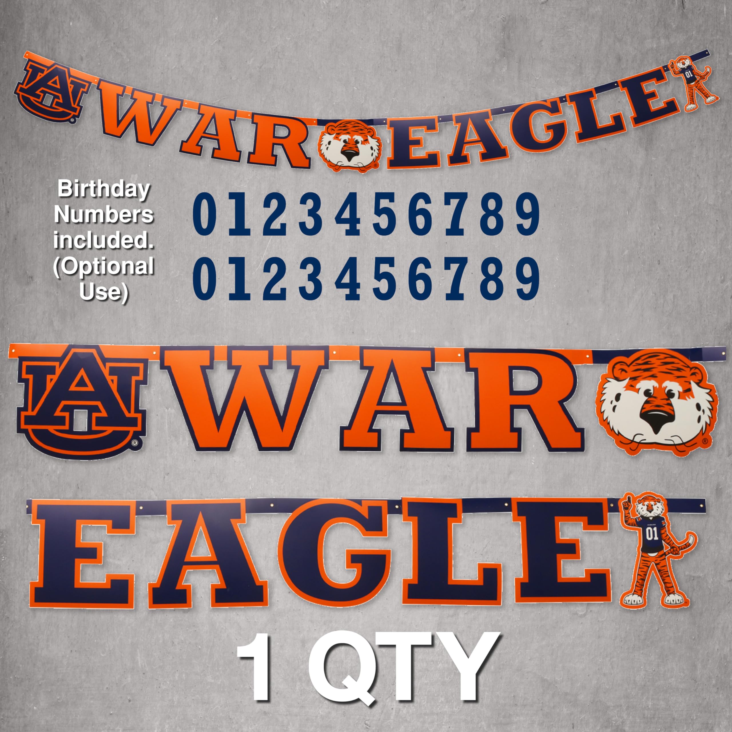 Auburn University War Eagle Banner! 7 ¾ Foot Long Banner. Proudly Displaying the Official Auburn Logo & Aubie! For Tailgates, Graduation, Birthdays, Football Parties, Dorm or Home Decor! by Havercamp