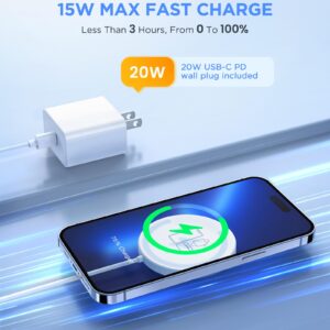 3 in 1 Magnetic Wireless Charger,15W Max Fast Wireless Charging Pad Compatible with MagSafe Charger iPhone 15/14/13/12 Series, Airpods 3/2/Pro/Pro 2 & iWatch All Series, 20W PD USB-C Adapter Included