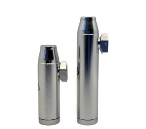 tornado´s powder dispenser for 1 and 2 grams in polished aluminum. discreet and hygienic