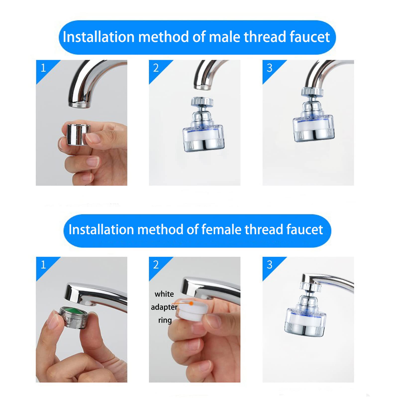 360° Rotating Bathroom Faucet Filter Sink Faucet Purifier Remove Heavy Metals and Hard Water, Sink Water Faucet Filter for Kitchen and Bathroom, Water Purifier for Sink