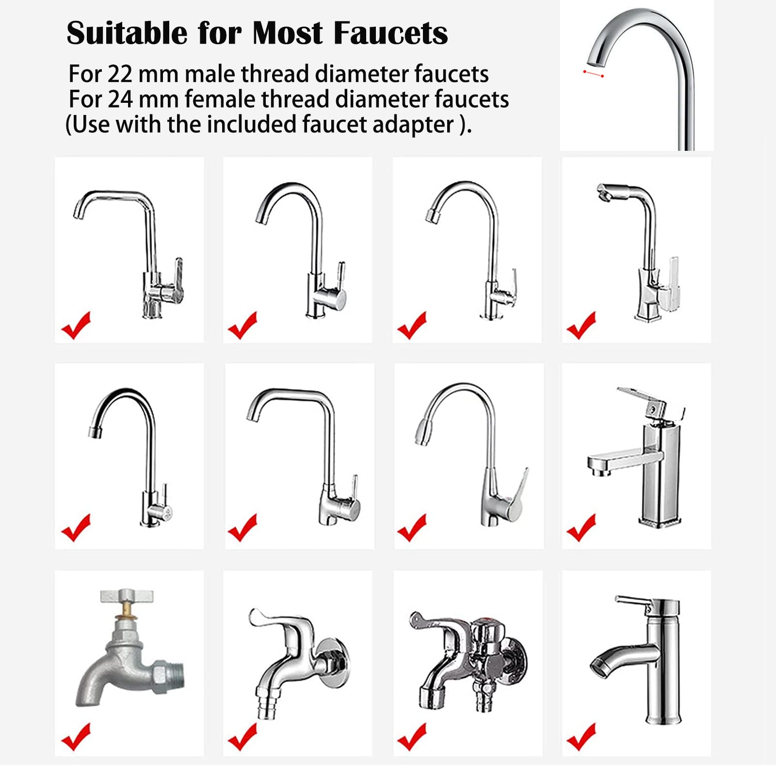 360° Rotating Bathroom Faucet Filter Sink Faucet Purifier Remove Heavy Metals and Hard Water, Sink Water Faucet Filter for Kitchen and Bathroom, Water Purifier for Sink