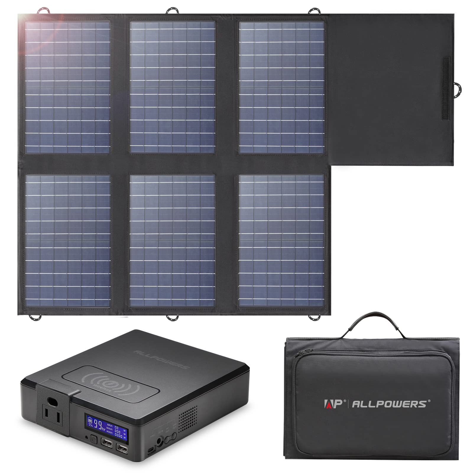 ALLPOWERS S200 Portable Power Station with SP026 Portable Solar Panel Included, 200W 154Wh Solar Generator with 60W Foldable Solar Panel, Solar Backup Power for Home Use RV Camping Emergency