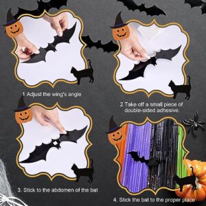 Mega-L Halloween Party Decorations, 2 Packs Orange Purple Black Green Photo Booth Props, 3.3 x 6.6 ft Halloween Foil Fringe Curtains with Bats, Photo Backdrop Streamers Halloween Party Supplies