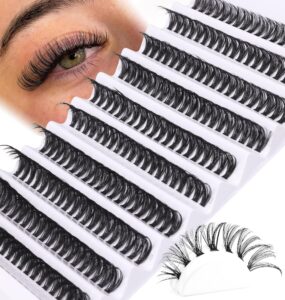 cluster lashes wispy natural look individual lashes 200pcs d curl diy cluster eyelash extension 9-16mm mixed tray 3d volume faux mink cluster lashes by zanlufly