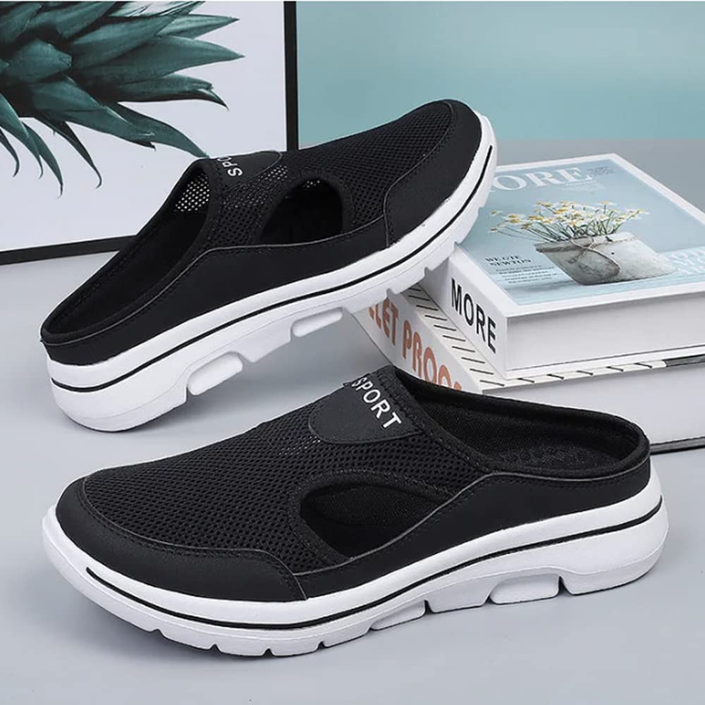 Men's Comfort Breathable Support Sports Sandals, Outdoor Casual Non Slip Orthopedic Sneakers Walking Slip on Shoes (12,Black)