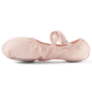 Dance Women's Ballet Shoes Stretch Canvas Performa Dance Slippers Split Sole for Girls/Adult, Size 10.5, Pink, 2pcs