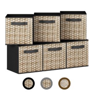 gillas 6 pack fabric storage cubes. 13 inch cube storage bins with handle, foldable closet organizers for shelves, storage baskets for shelves, black, large