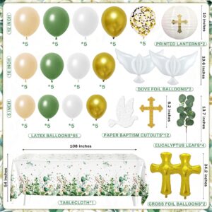 Baptism Party Decorations Mi Bautizo Party Supplies First Communion Decor Boys Girls Baby Shower Christening Decorations God Bless Backdrop Tablecloth Banner Balloons Garland (Baptism-01)